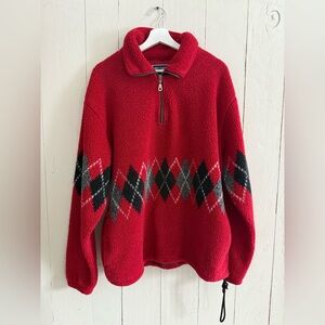 Vintage Free Country USA Men’s 1/4 Zip Argyle Print